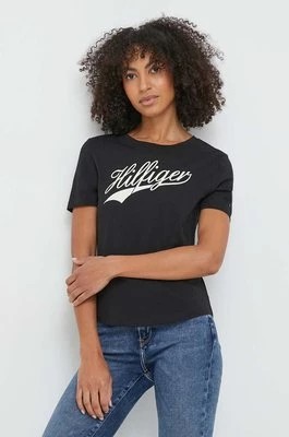 Zdjęcie produktu Tommy Hilfiger t-shirt bawełniany damski kolor czarny WW0WW41056