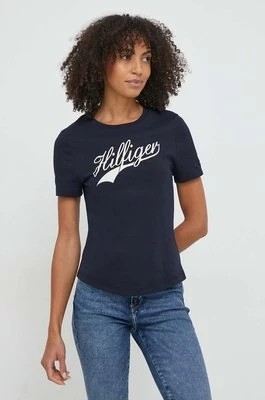 Zdjęcie produktu Tommy Hilfiger t-shirt bawełniany damski kolor granatowy WW0WW41056