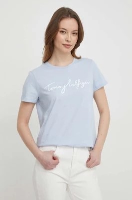 Zdjęcie produktu Tommy Hilfiger t-shirt bawełniany damski kolor niebieski WW0WW41674