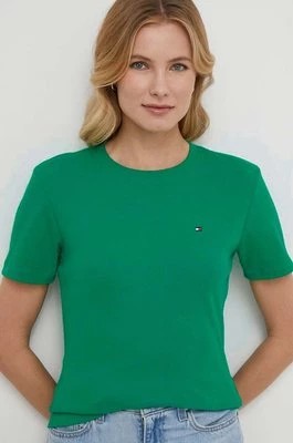 Zdjęcie produktu Tommy Hilfiger t-shirt bawełniany damski kolor zielony WW0WW40587