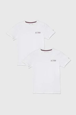 Zdjęcie produktu Tommy Hilfiger t-shirt bawełniany dziecięcy 2-pack kolor biały gładki