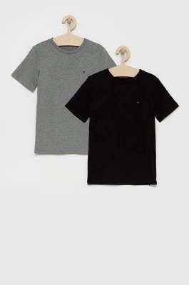 Zdjęcie produktu Tommy Hilfiger t-shirt bawełniany dziecięcy (2-pack) kolor szary gładki