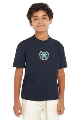 Zdjęcie produktu Tommy Hilfiger t-shirt bawełniany dziecięcy kolor czarny z nadrukiem