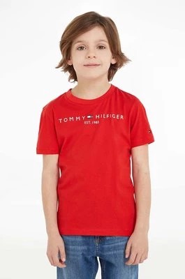 Zdjęcie produktu Tommy Hilfiger t-shirt bawełniany dziecięcy kolor czerwony z nadrukiem KS0KS00210