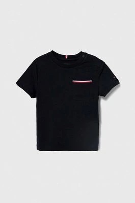 Zdjęcie produktu Tommy Hilfiger t-shirt bawełniany dziecięcy kolor granatowy gładki