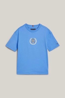 Zdjęcie produktu Tommy Hilfiger t-shirt bawełniany dziecięcy kolor niebieski z nadrukiem