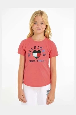 Zdjęcie produktu Tommy Hilfiger t-shirt bawełniany dziecięcy kolor różowy
