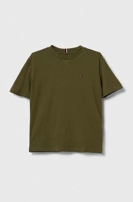 Zdjęcie produktu Tommy Hilfiger t-shirt bawełniany dziecięcy kolor zielony gładki