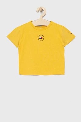 Zdjęcie produktu Tommy Hilfiger t-shirt bawełniany dziecięcy kolor żółty gładki