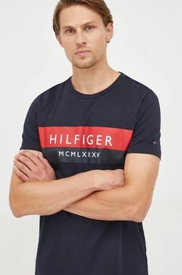 Zdjęcie produktu Tommy Hilfiger t-shirt bawełniany kolor granatowy z nadrukiem