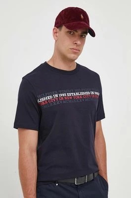 Zdjęcie produktu Tommy Hilfiger t-shirt bawełniany kolor granatowy z nadrukiem