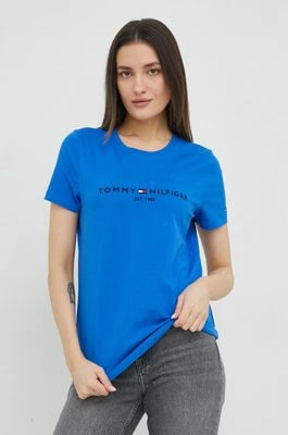 Zdjęcie produktu Tommy Hilfiger t-shirt bawełniany kolor niebieski