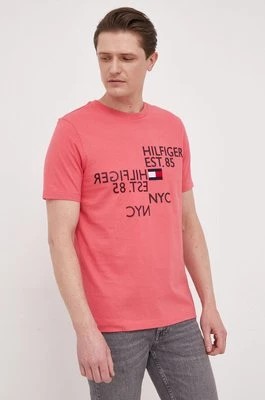Zdjęcie produktu Tommy Hilfiger t-shirt bawełniany kolor różowy z aplikacją