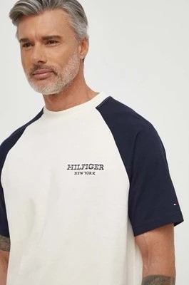 Zdjęcie produktu Tommy Hilfiger t-shirt bawełniany męski kolor beżowy wzorzysty MW0MW33679