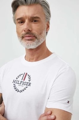 Zdjęcie produktu Tommy Hilfiger t-shirt bawełniany męski kolor biały z nadrukiem MW0MW34388