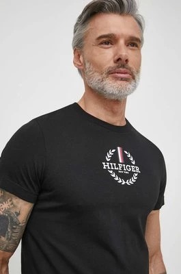 Zdjęcie produktu Tommy Hilfiger t-shirt bawełniany męski kolor czarny z nadrukiem MW0MW34388