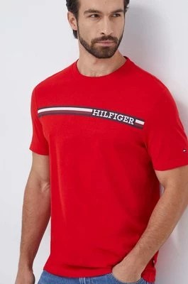 Zdjęcie produktu Tommy Hilfiger t-shirt bawełniany męski kolor czerwony z nadrukiem MW0MW33688