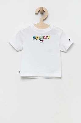 Zdjęcie produktu Tommy Hilfiger t-shirt niemowlęcy kolor biały z nadrukiem