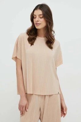 Zdjęcie produktu Tommy Hilfiger t-shirt piżamowy damski kolor beżowy