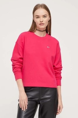 Zdjęcie produktu Tommy Jeans bluza bawełniana damska kolor czerwony gładka DW0DW16402