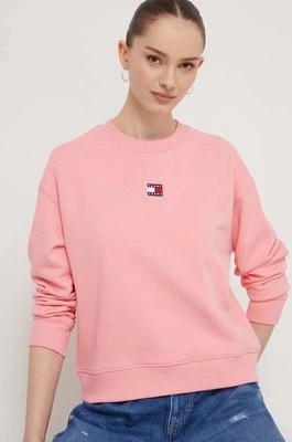 Zdjęcie produktu Tommy Jeans bluza bawełniana damska kolor różowy z aplikacją DW0DW17325