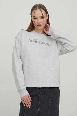 Zdjęcie produktu Tommy Jeans bluza bawełniana damska kolor szary z nadrukiem DW0DW17327