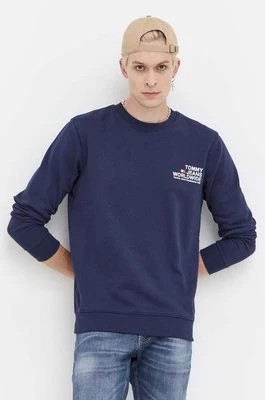 Zdjęcie produktu Tommy Jeans bluza bawełniana męska kolor granatowy z nadrukiem