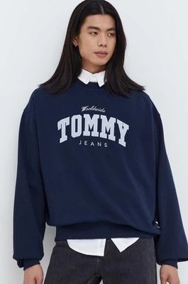 Zdjęcie produktu Tommy Jeans bluza bawełniana męska kolor granatowy z nadrukiem DM0DM18386