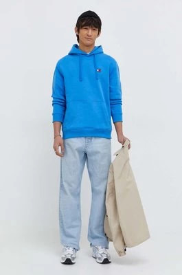 Zdjęcie produktu Tommy Jeans bluza bawełniana męska kolor niebieski z kapturem gładka DM0DM17988