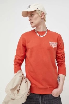 Zdjęcie produktu Tommy Jeans bluza bawełniana męska kolor pomarańczowy z nadrukiem
