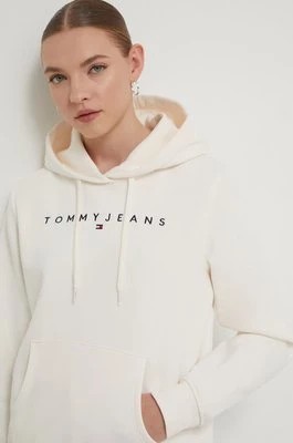 Zdjęcie produktu Tommy Jeans bluza damska kolor beżowy z kapturem z aplikacją DW0DW17324