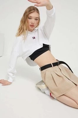 Zdjęcie produktu Tommy Jeans bluza damska kolor biały z kapturem z aplikacją