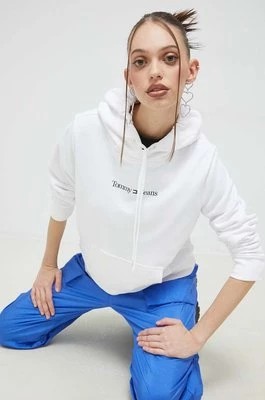 Zdjęcie produktu Tommy Jeans bluza damska kolor biały z kapturem z nadrukiem