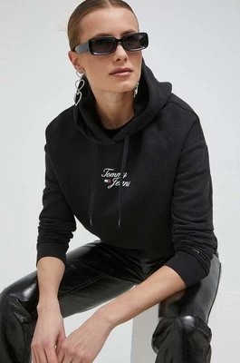 Zdjęcie produktu Tommy Jeans bluza damska kolor czarny z kapturem z nadrukiem