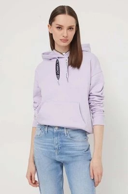 Zdjęcie produktu Tommy Jeans bluza damska kolor fioletowy z kapturem gładka DW0DW17794