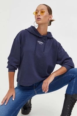 Zdjęcie produktu Tommy Jeans bluza damska kolor granatowy z kapturem z nadrukiem