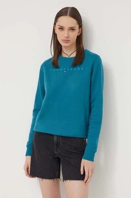 Zdjęcie produktu Tommy Jeans bluza damska kolor zielony z aplikacją DW0DW17793