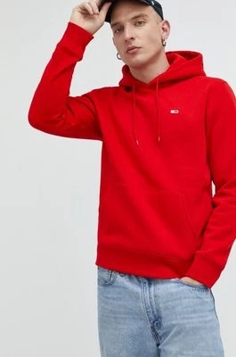 Zdjęcie produktu Tommy Jeans bluza DM0DM09593.9BYY męska kolor czerwony z kapturem gładka DM0DM09593