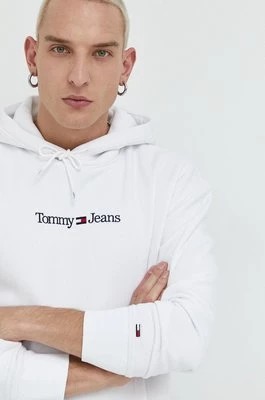 Zdjęcie produktu Tommy Jeans bluza męska kolor biały z kapturem z aplikacją
