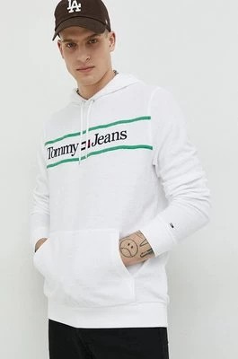 Zdjęcie produktu Tommy Jeans bluza męska kolor biały z kapturem z aplikacją