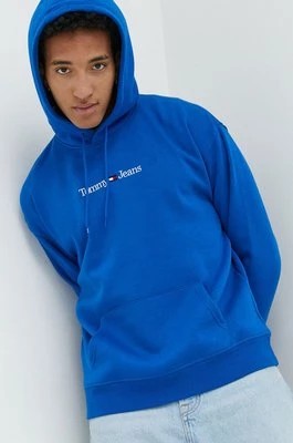 Zdjęcie produktu Tommy Jeans bluza męska kolor niebieski z kapturem z aplikacją