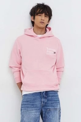 Zdjęcie produktu Tommy Jeans bluza męska kolor różowy z kapturem z nadrukiem DM0DM18860