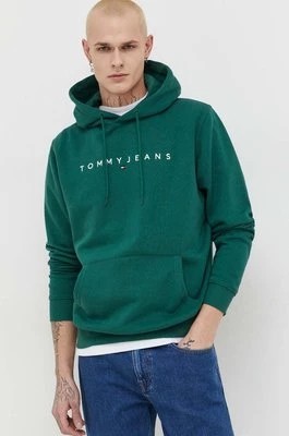 Zdjęcie produktu Tommy Jeans bluza męska kolor zielony z kapturem z aplikacją DM0DM17985