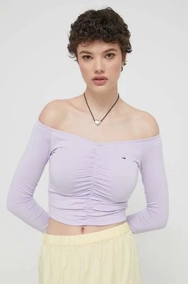 Zdjęcie produktu Tommy Jeans bluzka kolor fioletowy gładka DW0DW17892