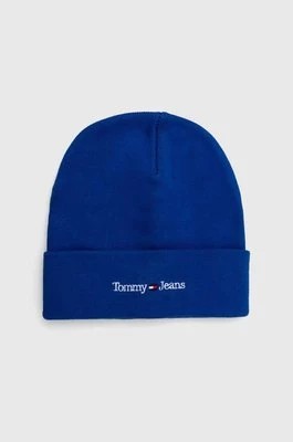 Zdjęcie produktu Tommy Jeans czapka kolor niebieski z cienkiej dzianiny