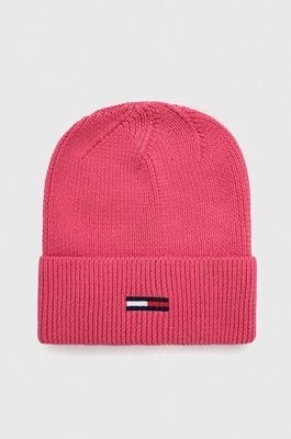 Zdjęcie produktu Tommy Jeans czapka kolor różowy z cienkiej dzianiny AW0AW16102