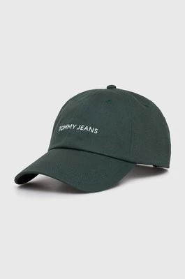 Zdjęcie produktu Tommy Jeans czapka z daszkiem bawełniana kolor zielony wzorzysta AM0AM12024