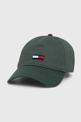 Zdjęcie produktu Tommy Jeans czapka z daszkiem bawełniana kolor zielony z aplikacją AM0AM11692