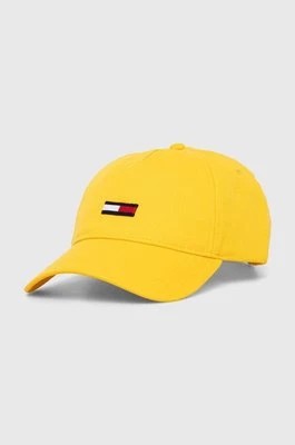 Zdjęcie produktu Tommy Jeans czapka z daszkiem bawełniana kolor żółty gładka AW0AW15842
