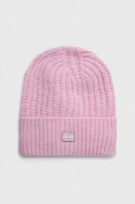 Zdjęcie produktu Tommy Jeans czapka z domieszką wełny kolor różowy